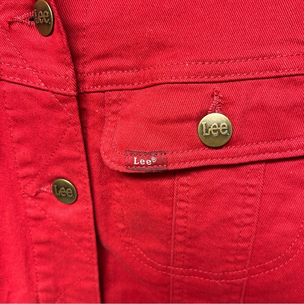 Lee Red Denim Jacket Extra Large - image 4